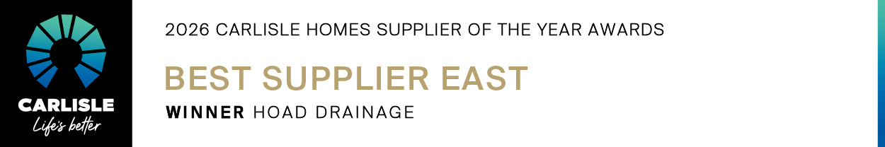 2026 Carlisle Homes Supplier of the Year Awards, Best Supplier East, winner Hoad Drainage.