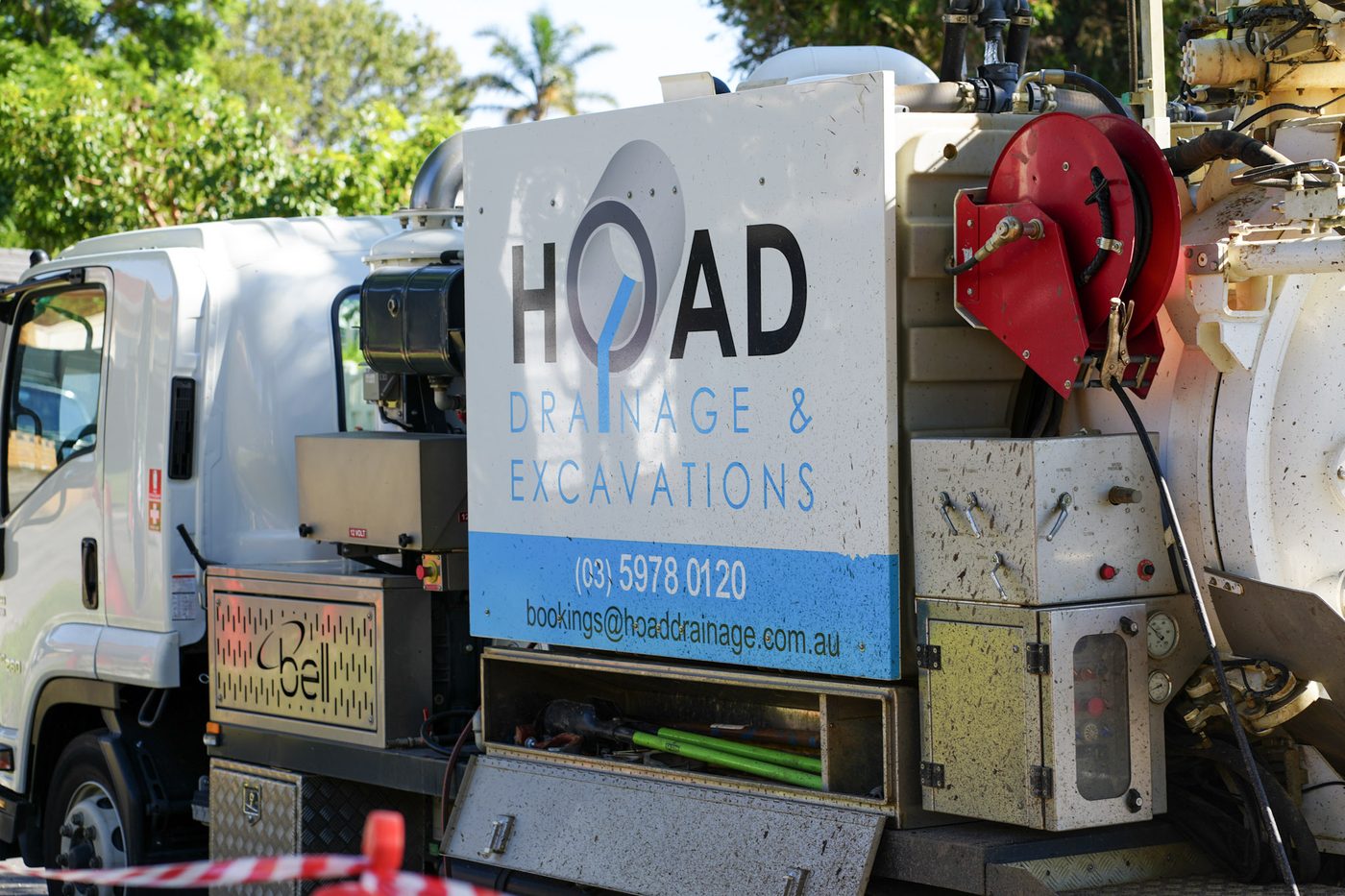 Hoad Drainage CCTV and jetting truck with its high-pressure hose reel.